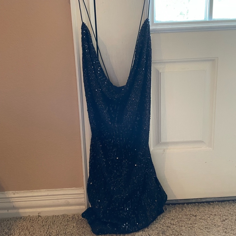 Black sequin mini dress